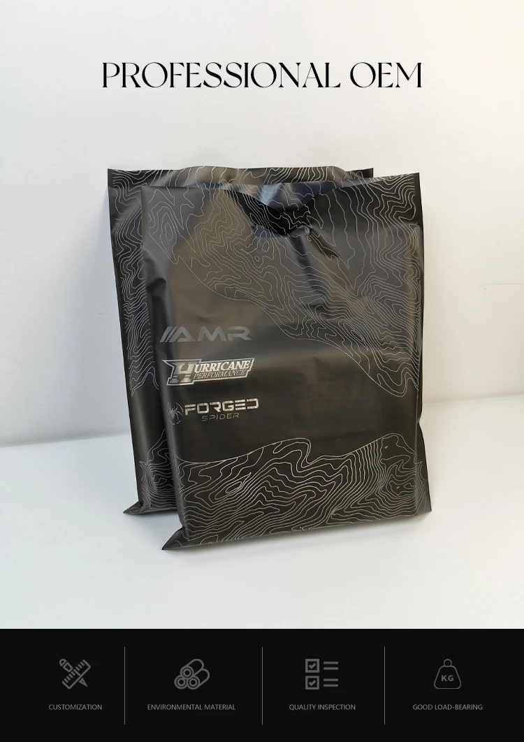 Biodegradable packing shopping recycle  plastic bags custom merchandise die cut handle bag carrier packaging bags for clothes details