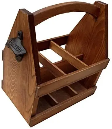 Деревянный пивной держатель-ручная работа деревянный держатель для бутылок с открывалкой вмещает 6 упаковок-изготовлен из сосны