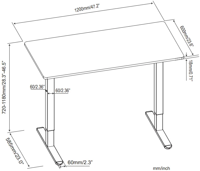 Vmounts Ergotech Height Adjustable Electric Computer Desk Table