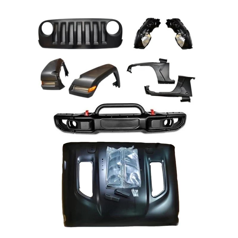 Exterior Accessories Upgrade To JL Body Kits Grill+ Bumper+ Hood+front Fender Flare Set For