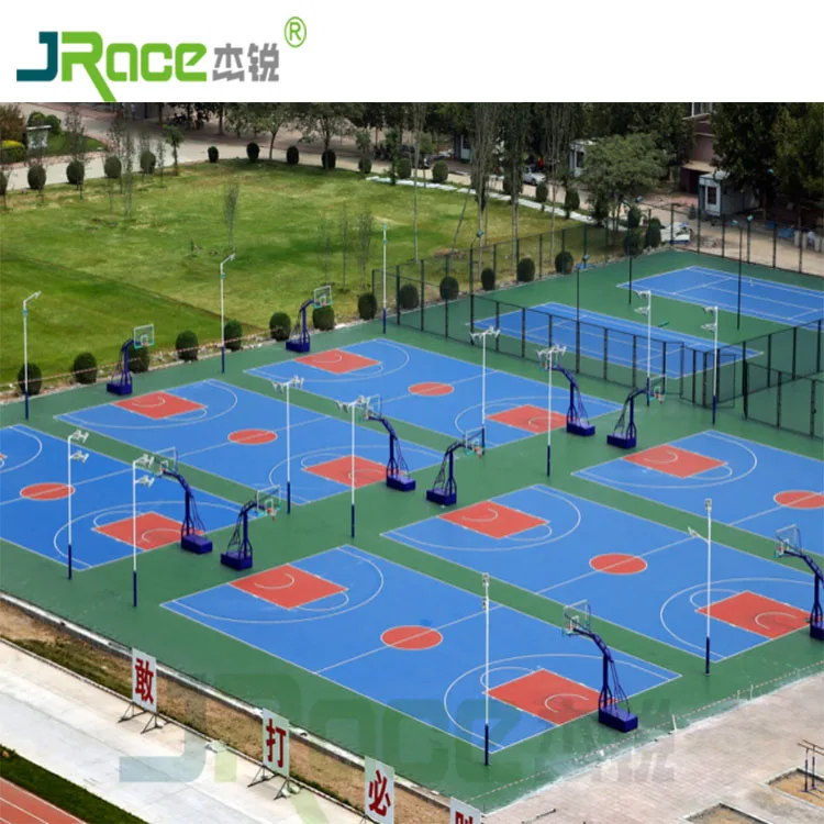 Бесшовное самовыравнивающееся жидкое пластиковое напольное покрытие для уличной спортивной площадки, баскетбольного пола