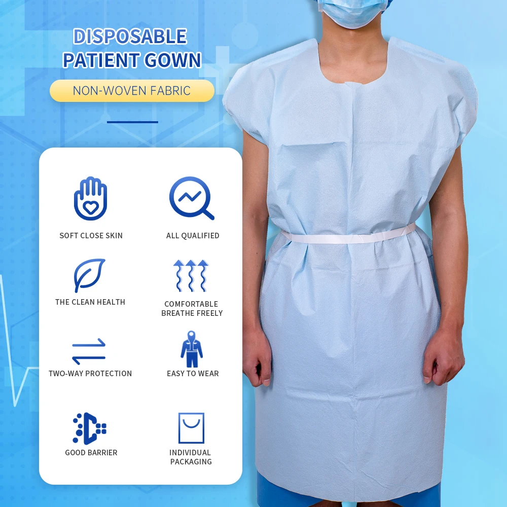 Nonsterilized Disposable Use Hospital Patient Sleeveless Medical Gown