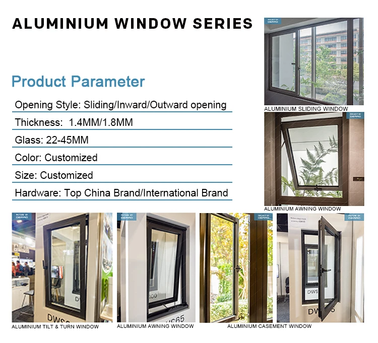 Aluminum Glass Windows House office Villa Aluminium Profile Fixed Window with Double Glazed Tempered Glass supplier