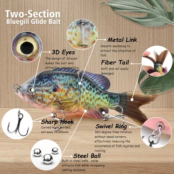 125mm Plastic Wire Tail 2-Section Sunfish Simulation Multi-Section Live Bait S-Type Flexible Underwater Swimming Lure with Hooks – Hooks – view 4