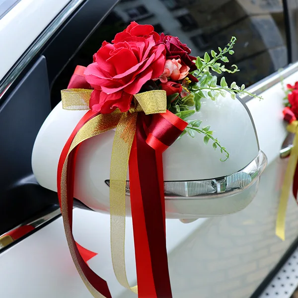  SEADEAR Decoración de flores para el frente del coche de boda,  decoración de boda romántica europea para capó delantero de coche,  simulación de flores de boda, diseño de coche, suministros de