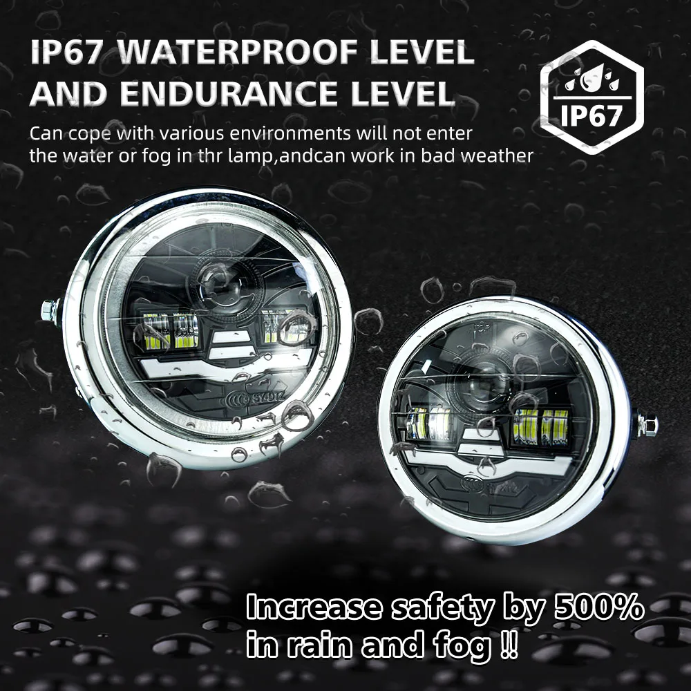 5.75 Inch Motorcycle Headlight Assembly with 6500K Color Temperature and Aviation Aluminum Parts for Long Lifespan