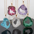 Agate Pendant High Quality Natural Agate Geode Rough Stone Colorful Irregular Necklace Pendant