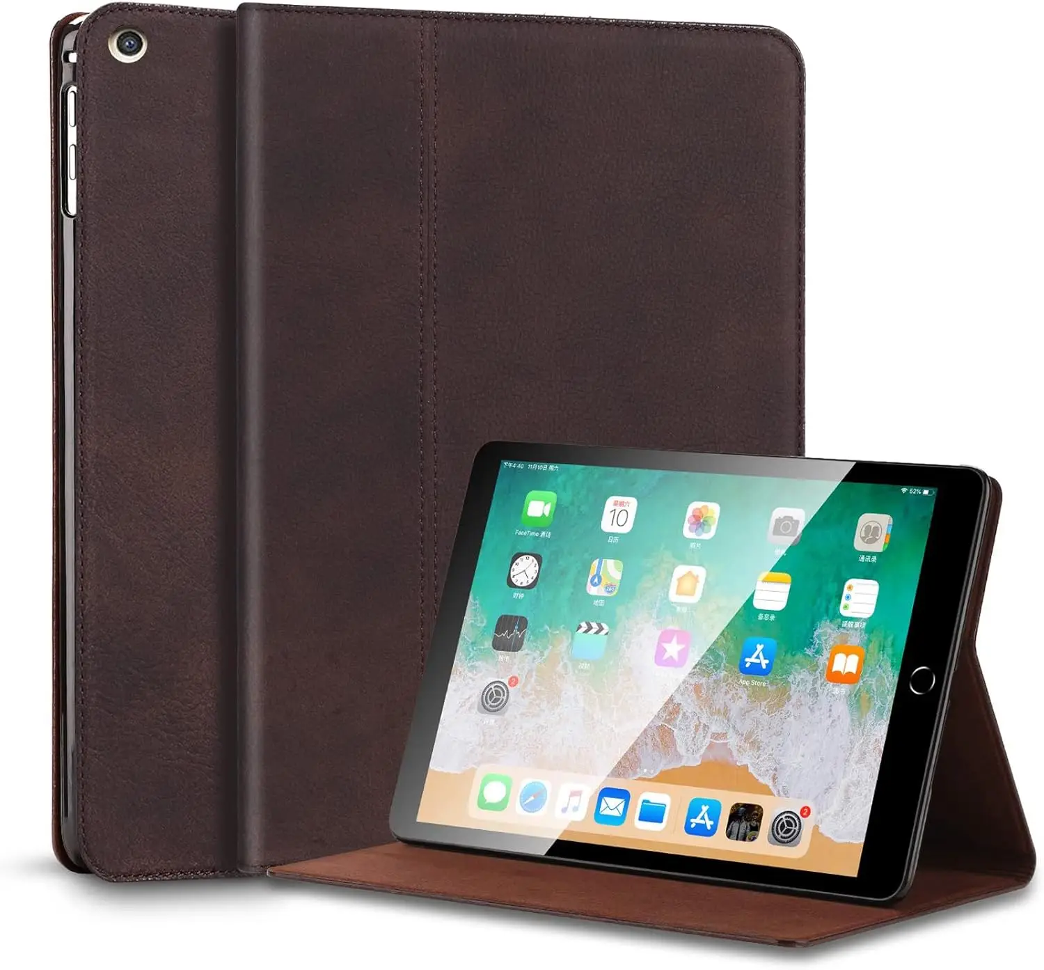 Leather Case for ipad 10.2 2021 2020 Cowhide Folio Cover Genuine Leather Covers Protective Full Body Shockproof with Stand