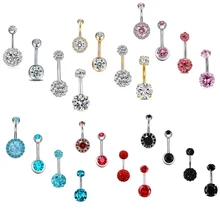 Belly button Ring Fashion stainless steel jewelry four claw CZ Zircon party jewelry women belly sexy belly button stud