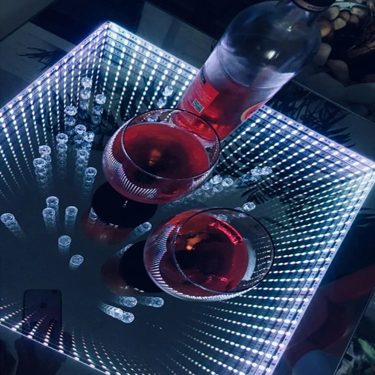 バーファニチャー インフィニティテーブル 発光トンネルミラー 錯視