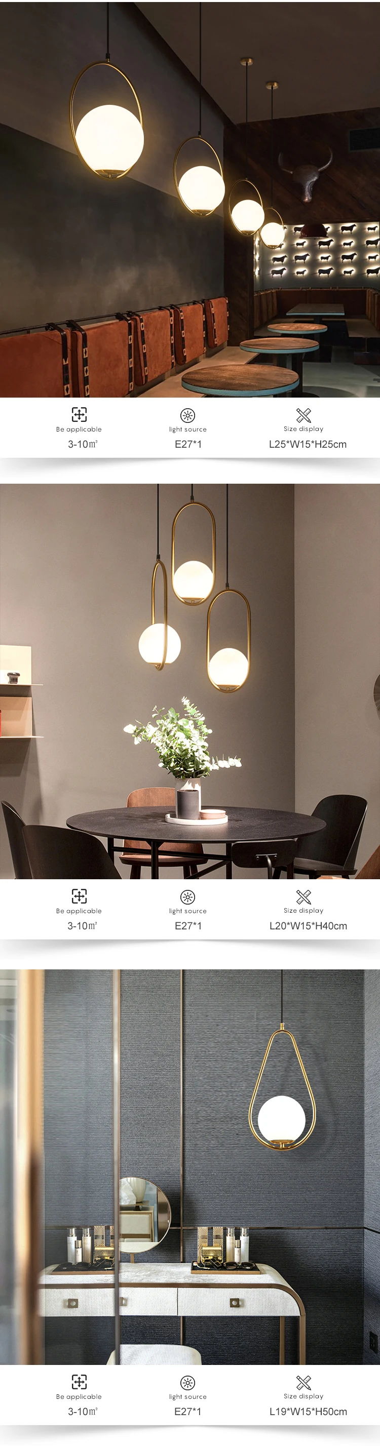 Fashion Design Indoor Home Cafe Restaurant Decoration Modern Glass Led Pendant Light