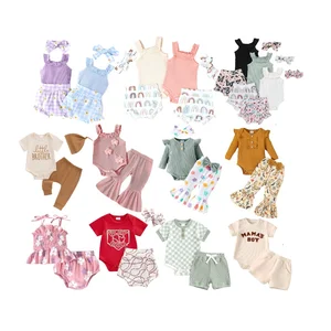 Newborn Infant Baby Girls 3pcs Fashion Summer Romper Shorts Headbands Clothing Set