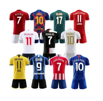 Factory cheap custom logo shirt uniform training supplier soccer football jersey set for Men