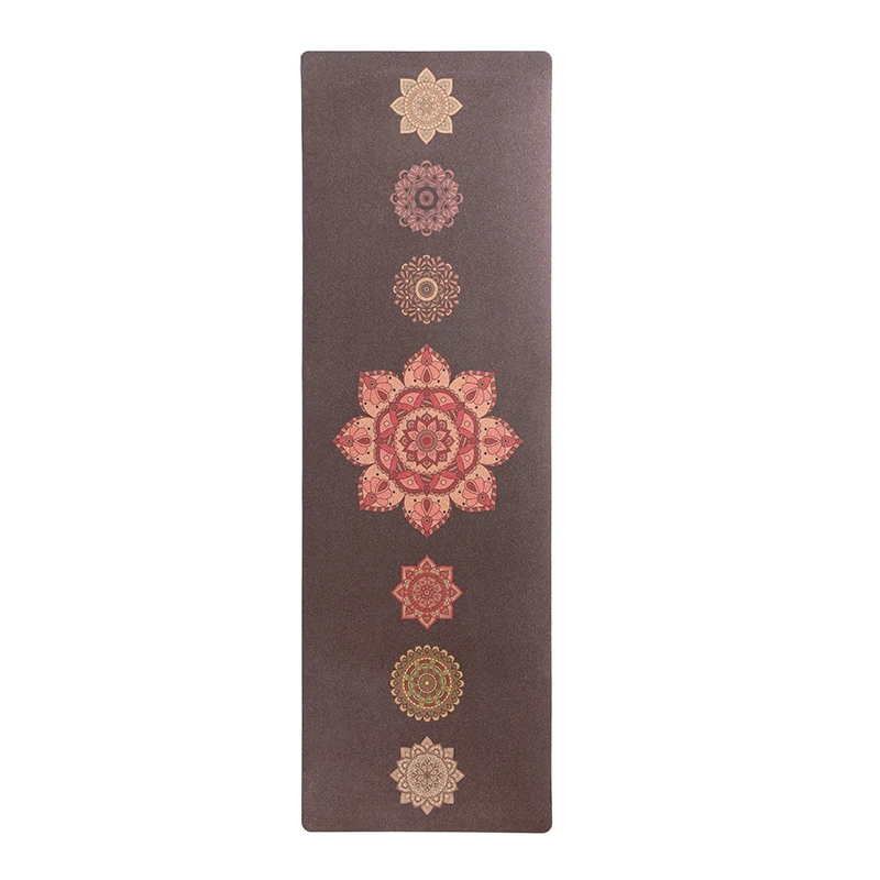 Тропический черный коврик для упражнений с цифровой печатью семь чакр экологически чистый йоги из натурального