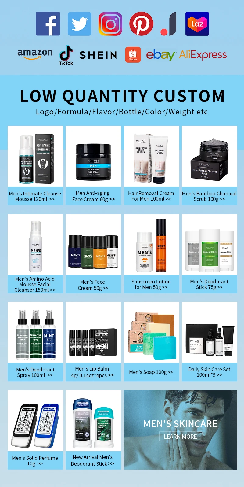 Private Label Men's Wash Natural Organic Ph Balance Wash Foam Cleansing