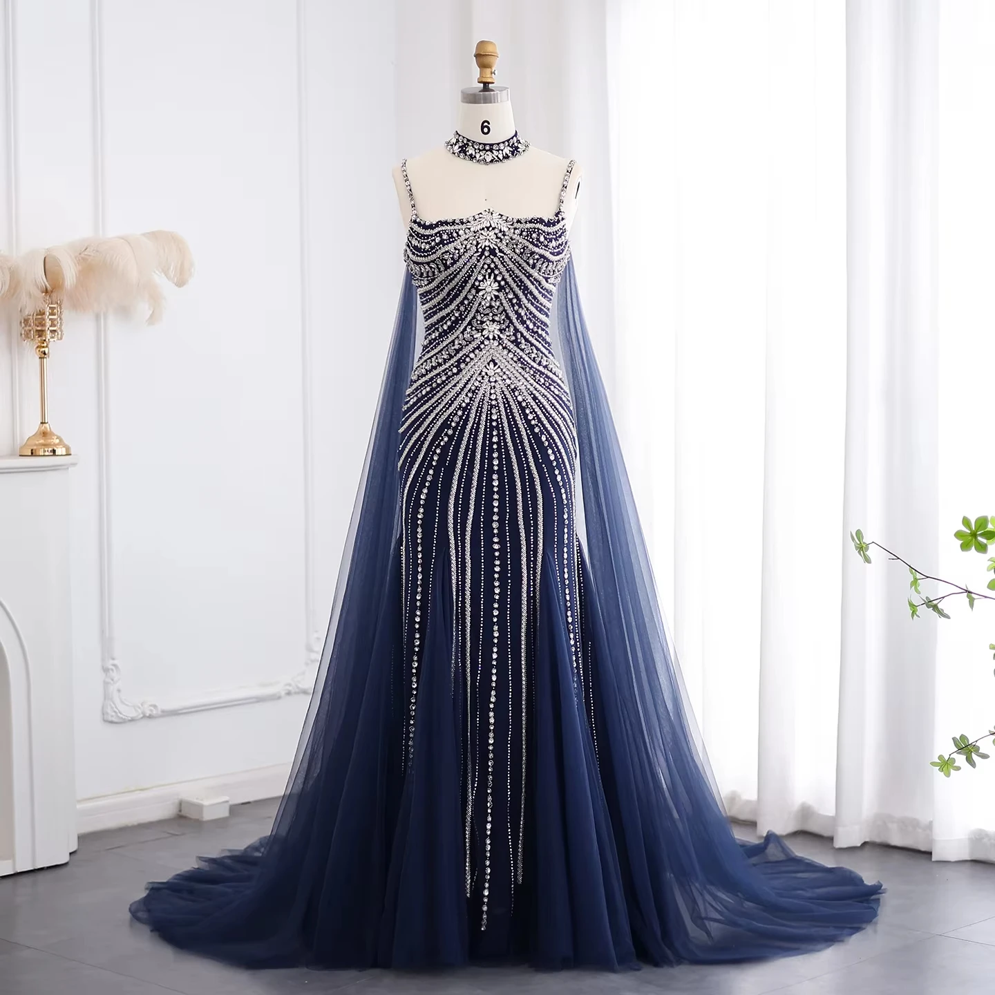 Dubai Navy Blue Mermaid Evening Dress With Chocker Cape Blush Pink Arabic Women Wedding Party Gowns Lsz325 Dubai Navy Blue Mermaid Evening Dress With Chocker Cape Blush Pink Arabic Women Wedding Party Gowns Lsz325