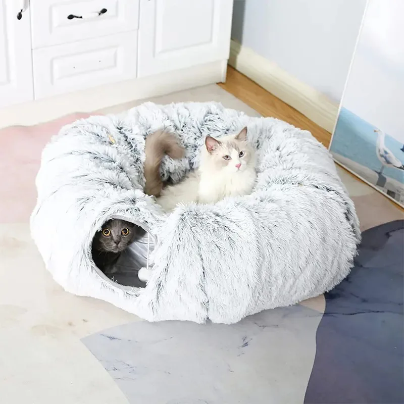 Interactive Folded Toy Plush Indoor Donut Cave Tire Tubes Cat Bed - Main Image