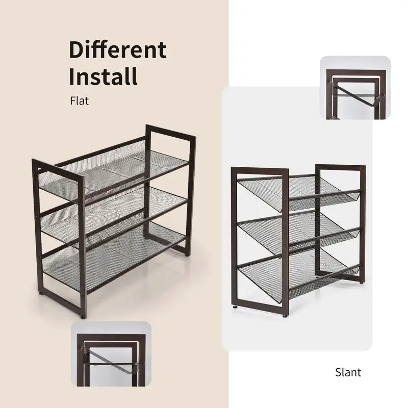 Factory Price Modern Simple Adjustable Storage Shoe Racks Stands Home Furniture Durable Metal Shoe Rack