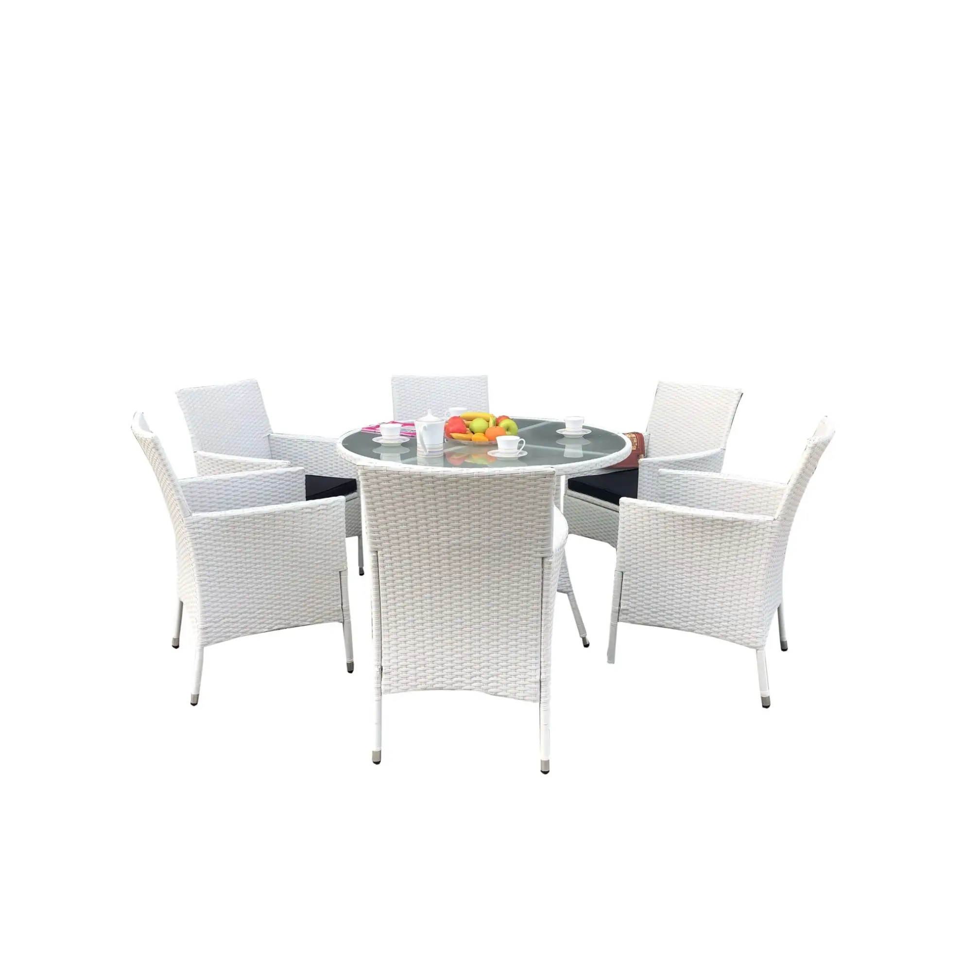 Modern Comfortable Outdoor Dining Chair Table Set Synthetic Rattan Wicker Hand Weaving Furniture for Courtyard Hotels Parks