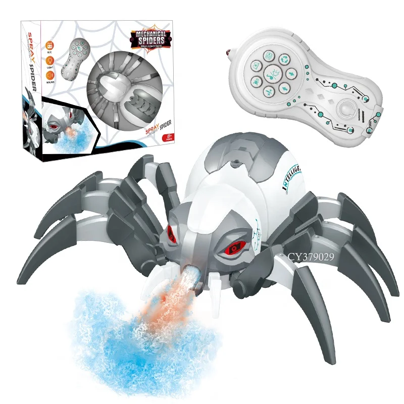 Simulation Toy Animal Remote Control Mechanical Spray Spider With Light and Sound