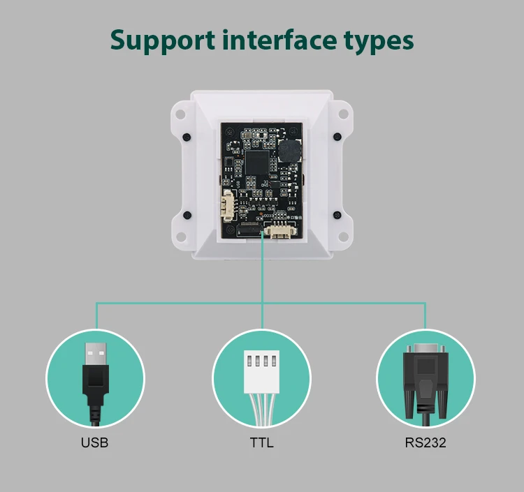 DP7618 CMOS Sensor 2D & 1D Industrial Fixed Barcode Scanner Vending Machine Cabinet QR Payment USB RS232 Port Scanning