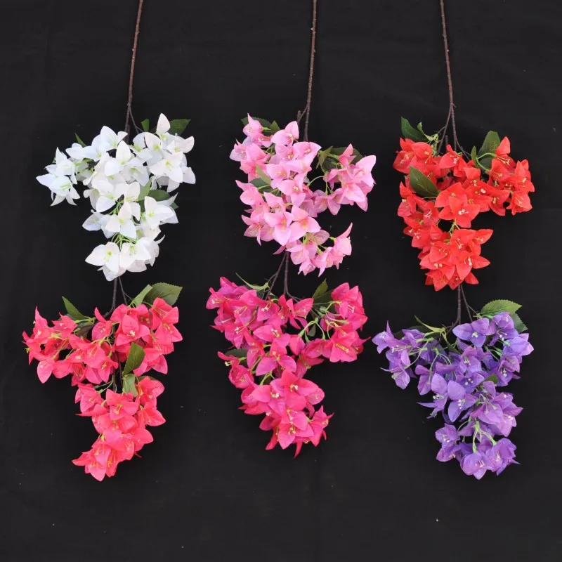 Wholesale Fushia Artificial Bougainvillea Silk Flowers Climbing Rose Red Bougainvillea for Wedding Garden Decoration