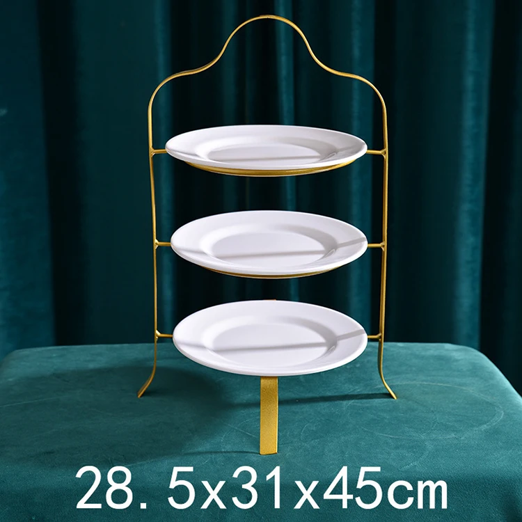Fancy Style Party Catering 3 Pcs Gold Dessert Stands 3 Tier Metal ...