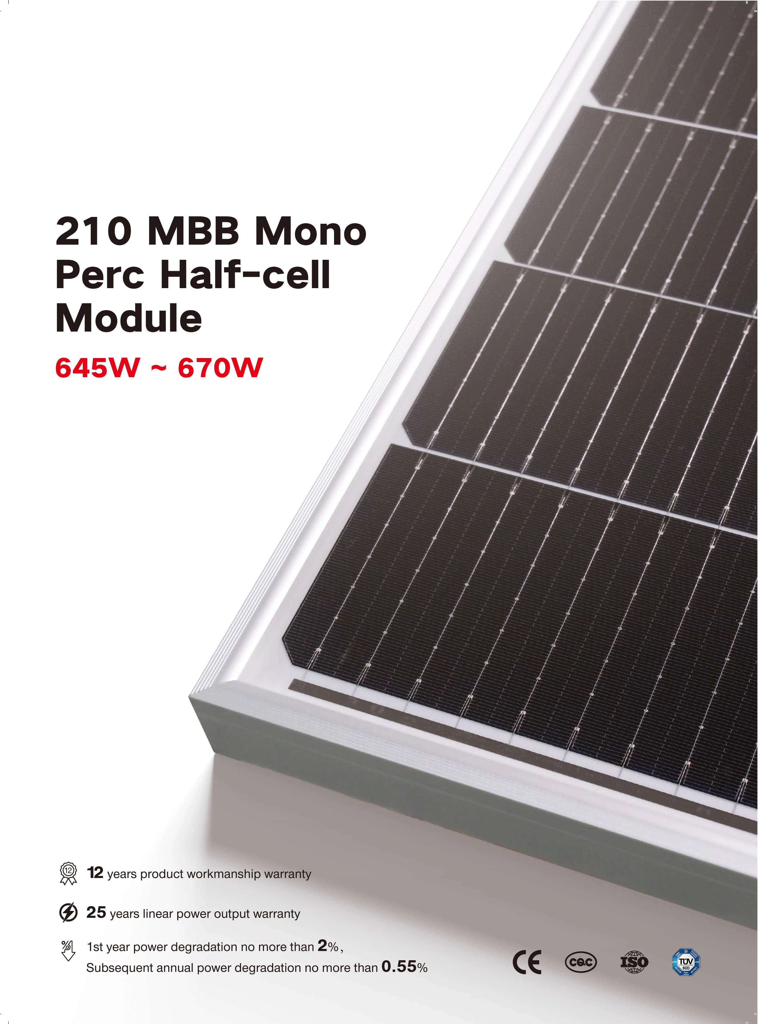 Mono Half Cell Cut 640w 645w 650w 655w Photovoltaic Module ...