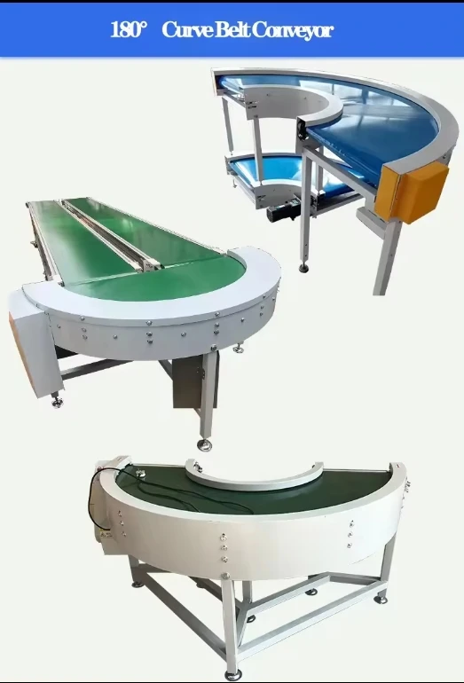 Automatic Curve Round Turning PVC Belt Conveyor D45 90 180 Degree Circular Conveyor Belt for Assembly Line