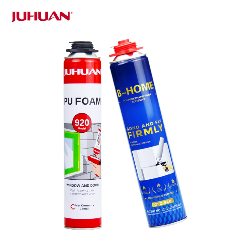 Dual Use 750ml Black Polyurethane Spray Foam Adhesive with Gun Straw for Construction