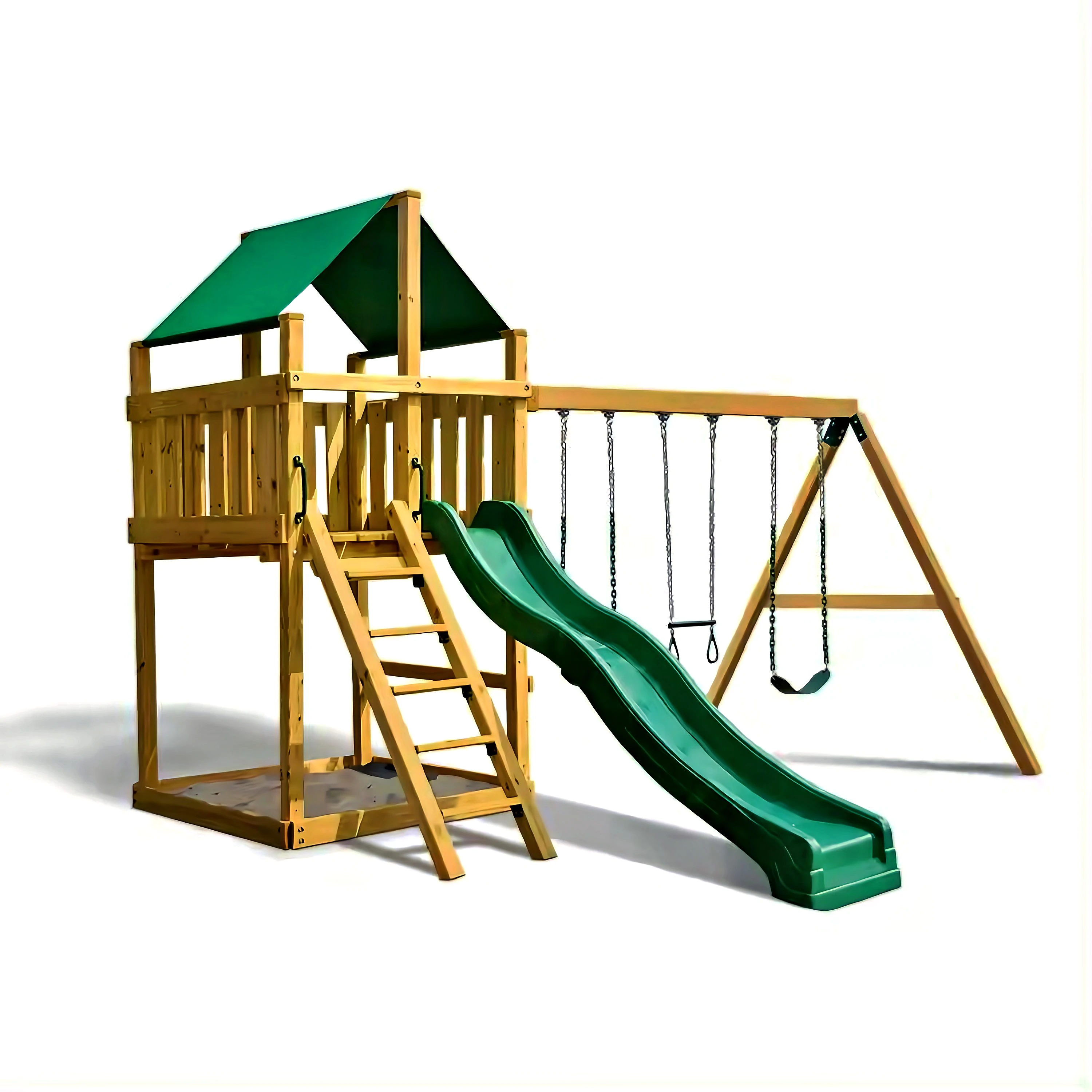 Swing Set Kit Outdoor Wooden Playhouse Kids Playground Slide And Swing