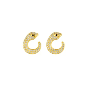 Fashion Unique Mossanite Animal Earrings 9k 14k 18k Gold Snake Stud Earrings for Women Jewelry
