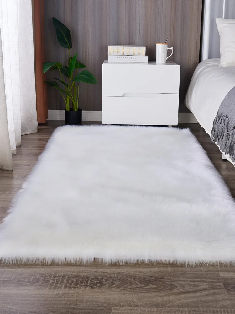 Artificial Skin Long Faux Fur Deer Fluffy Carpets For Living Room Plush Chair Seat  Rug