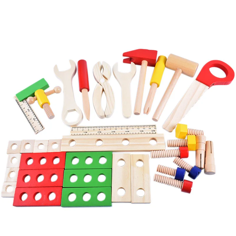 New Arrival Tool Kit for Kids Wooden Tool Box Wooden Toy Set Tools Building Toy Set Educational STEM Construction Toy For Boys Alibaba