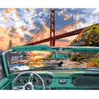 Seaside Retro Car Still Life DIY Painting By Numbers Wall Art Picture Acrylic Painting For Home Decoration
