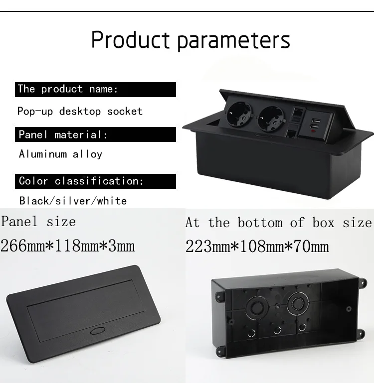 EU Multifunctional Conference Table Socket Computer Network Desktop Socket USB Charging Socket Two European Standard Slow POP De