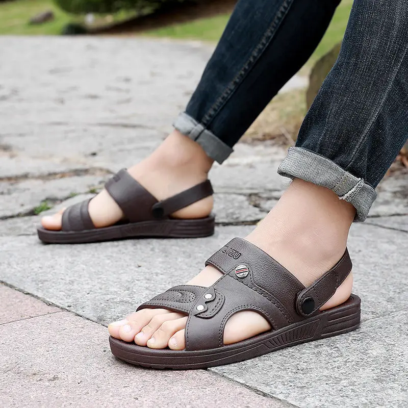 Keleeti Fashion New Design Men Sandals Sandal for Men Leather Beach Men  Shoes Sandals