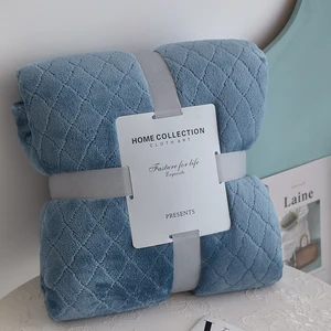 High Quality Super Soft Lightweight Solid Ribbed Polyester Cozy Flannel Fleece Throw Blankets for Home Decor