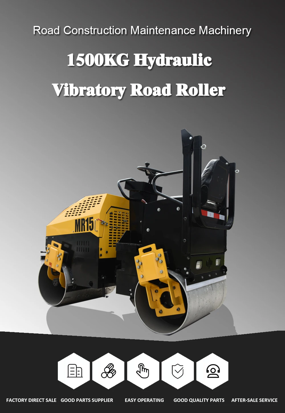 Good Price MR15 Mini Vibratory Drum Asphalt Road Roller Compactor