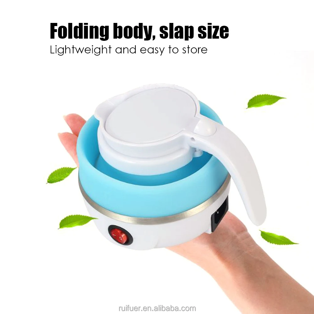 New Foldable Electric Kettle Silicone Travel Water Boiler 600ML 600W (US  Plug)