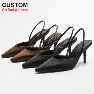 1227-7 Summer Fashion Women's Luxury Elegant 7cm High Heel Sandal Single Strap Solid Pattern for Weddings and Bridal Events