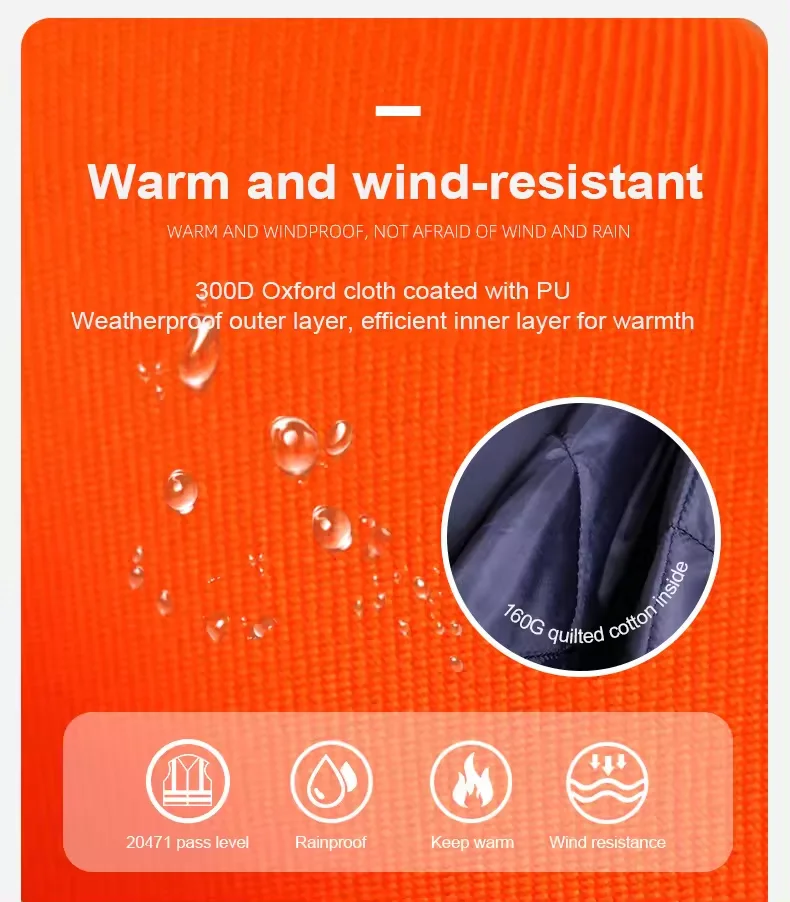 Wholesale Custom Waterproof High Visibility Long Sleeve Night Work Cotton Jacket Men Winter Reflecti