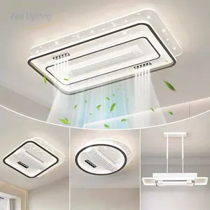 Zeal Lighting Full Spectrum Leafless Fan Lamp Iron Materia Bedroom ultra Thin Bladeless Ceiling Lights with Fan