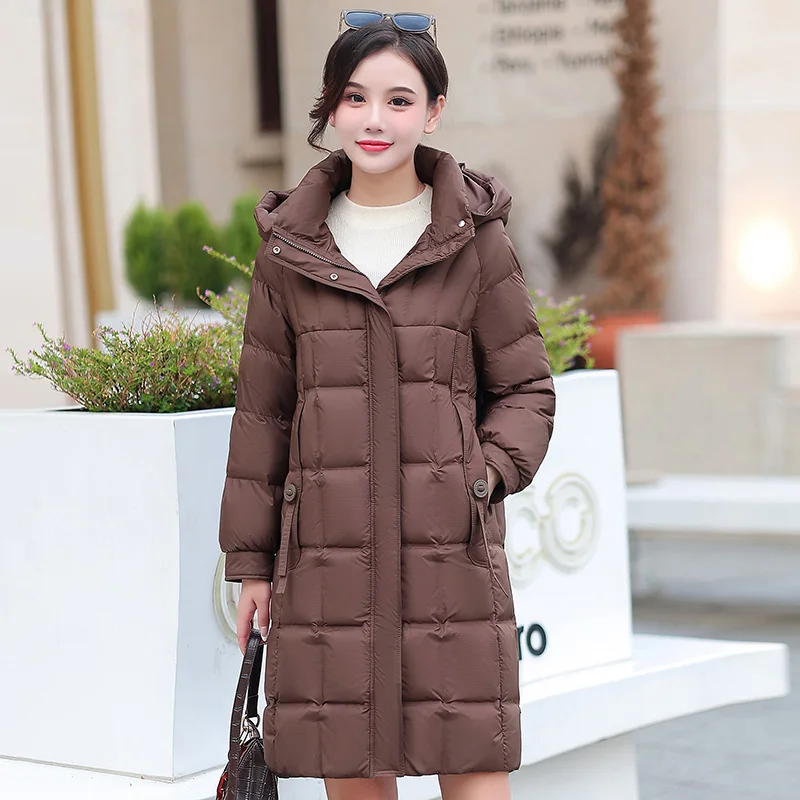 New Luxury Long Plus Size Women's Shiny Down Jacket High Waterproof Women's Down Jacket Coat