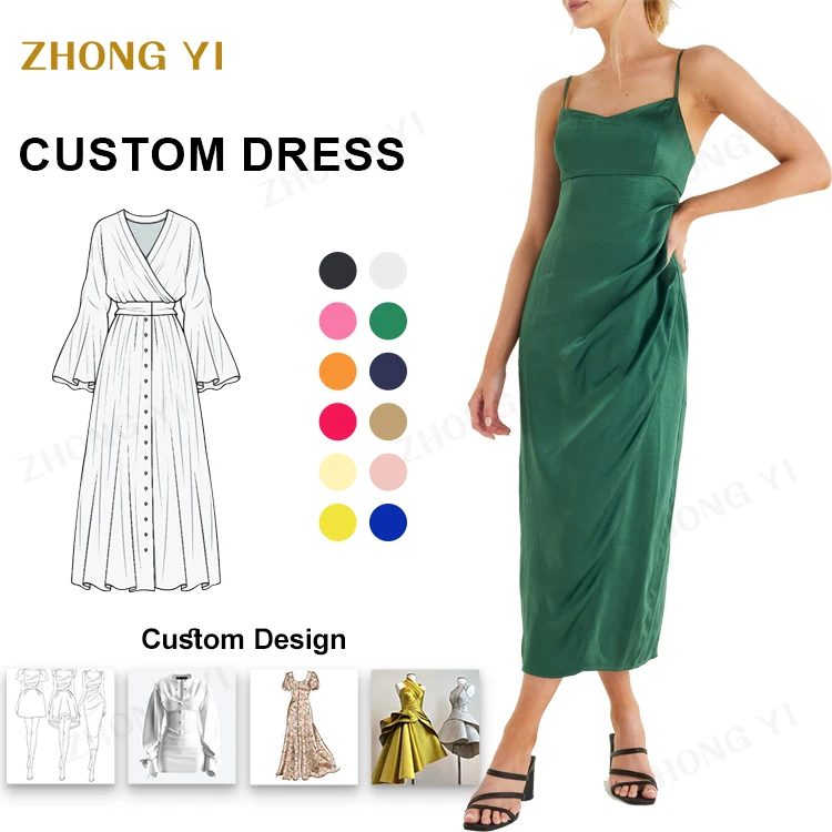 Custom Design Summer Long Evening Silk Satin Dress Prom Bodycon Casual Long Club Party Slip Sexy Dresses for Women