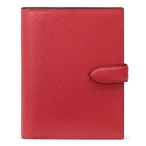 Custom Logo Saffiano Leather Luxury Red Women Travel Passport Cover Holder Wallet Checkbook
