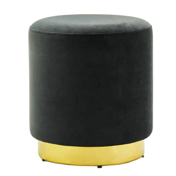 HStex Custom Velvet Round Ottoman with Gold Metal Base Colorful Storage Fabric Pouf Chair Cushion Seat Style Home Stool