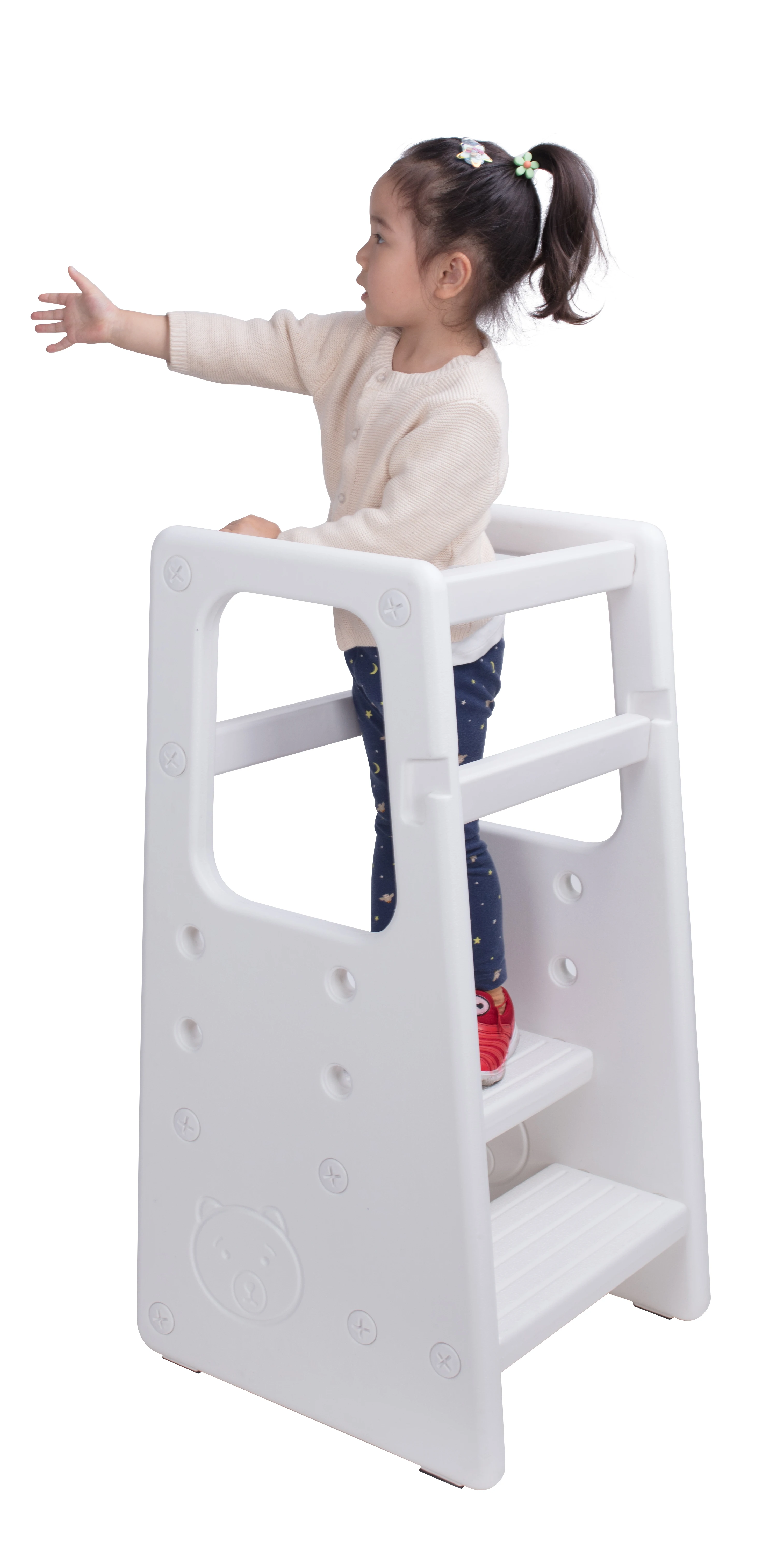 High Quality White Plastic Kids Kitchen Step Stool, Step Ladder