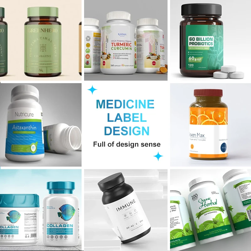 Customized Pill Capsule Sticker Plastic Tablet Bottle Oral Label Pill Bottle Labels