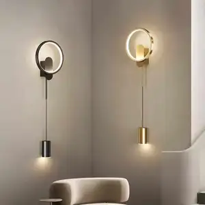 Modern Minimalist Gold Bedroom Bedside Wall Lamp Hallway Aisle Living Room Drop Pendant Line Led Wall Light